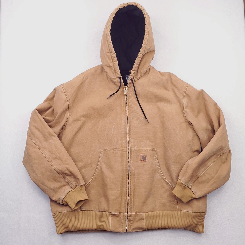 Vintage Carhartt Jacket Mens XXL Brown Camel J130 Insulated Work Quilt Lined